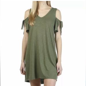 NWT Sanctuary Cold Shoulder Olive Green Tee Dress M